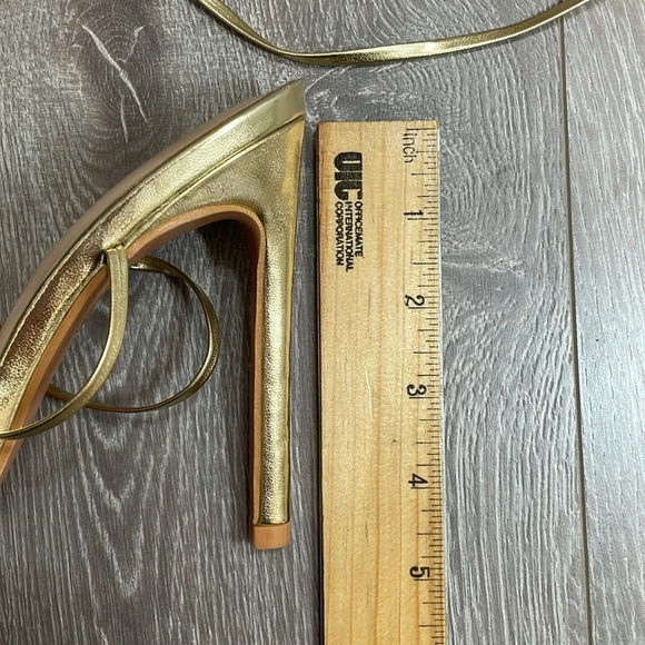 NWOT PrettyLittleThing Gold Point Toe Lace Up High Heeled Sandals US 7 (UK 4) - Picture 12 of 13